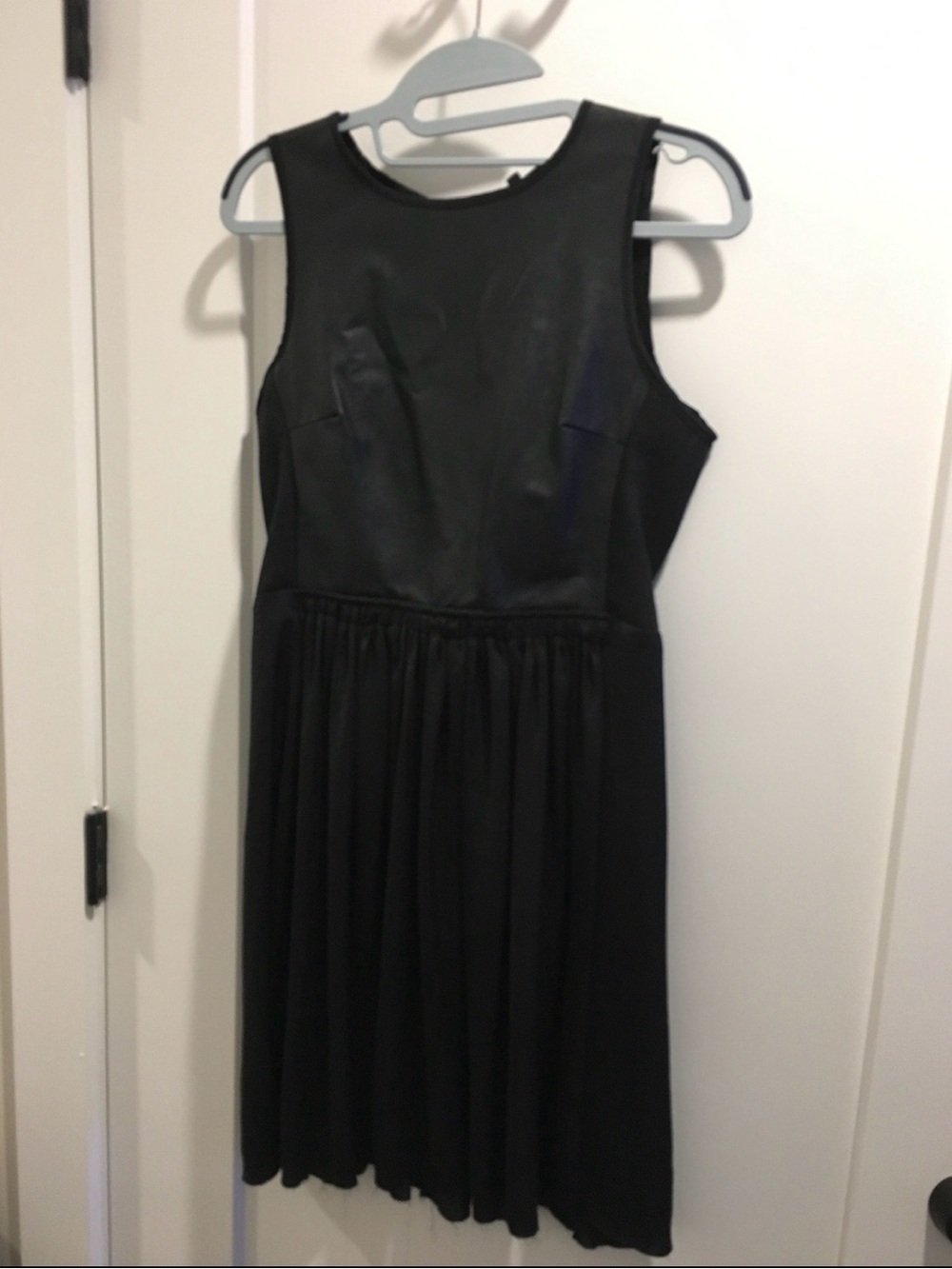 Olivaceous Black Faux Leather Bodice Mini Dress